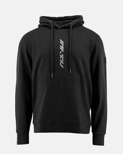 A clean black hoodie with a really discreet print. Top streetwear.