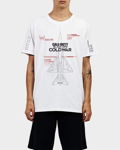 White Call of Duty Tee. Clean Cold War prints.