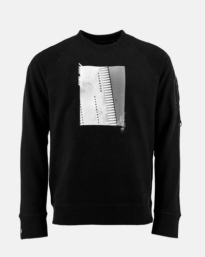 Black sweatshirt with a unique print of a motherboard. Pocket with a zipper on the left arm.